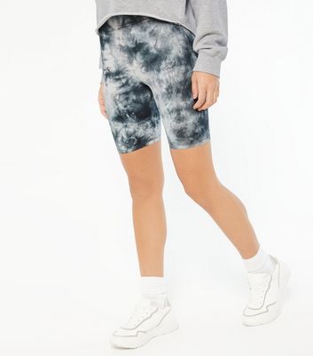 black and white tie dye biker shorts