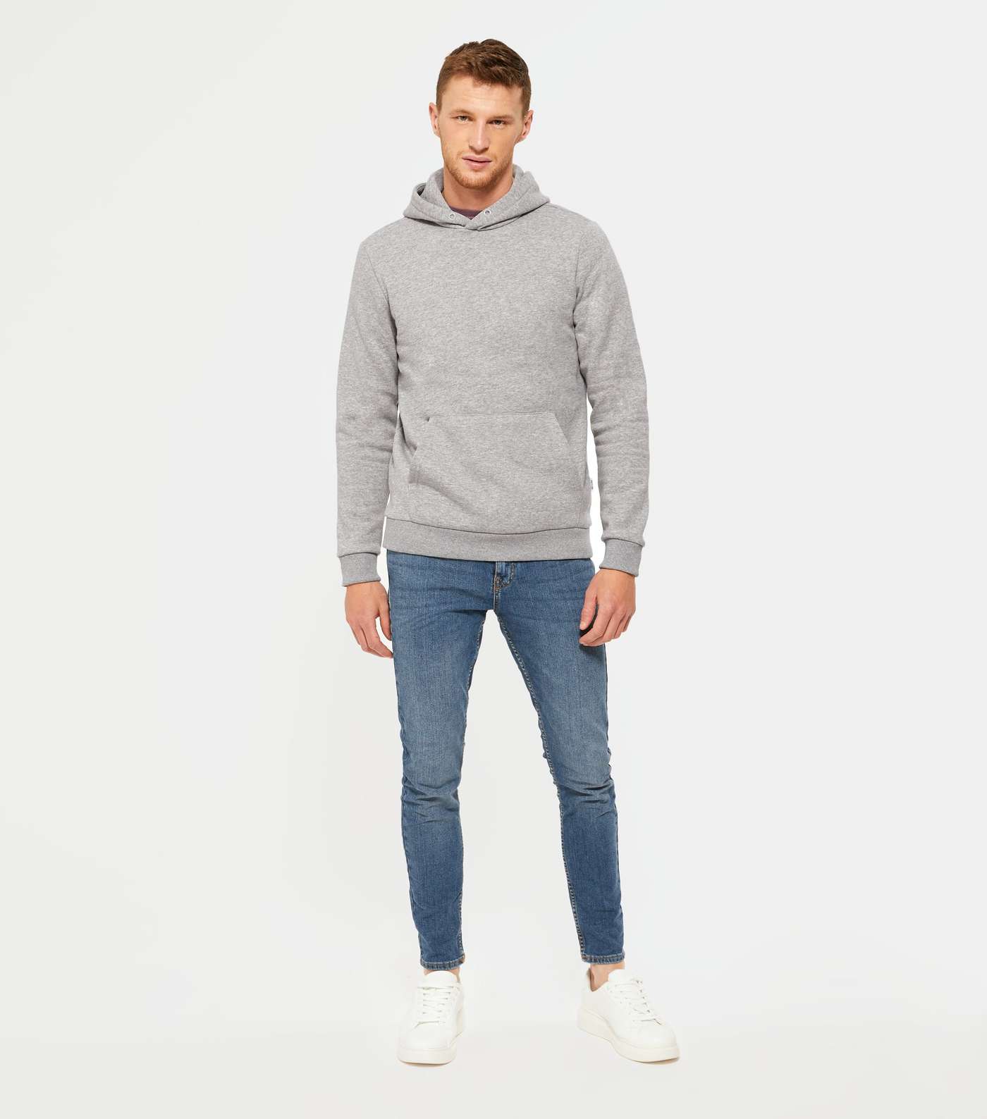 Only & Sons Grey Jersey Pocket Hoodie Image 2