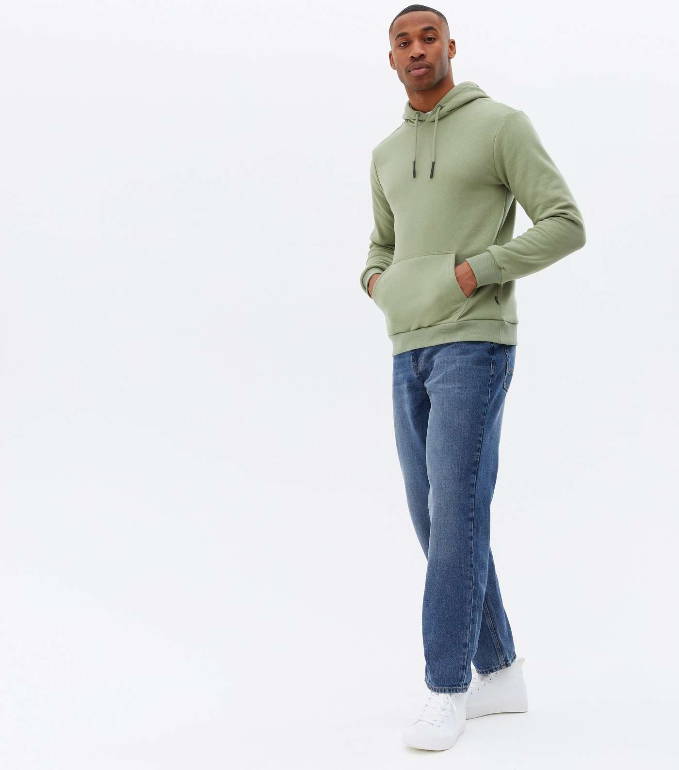 Only & Sons Olive Jersey Pocket Hoodie Image 2
