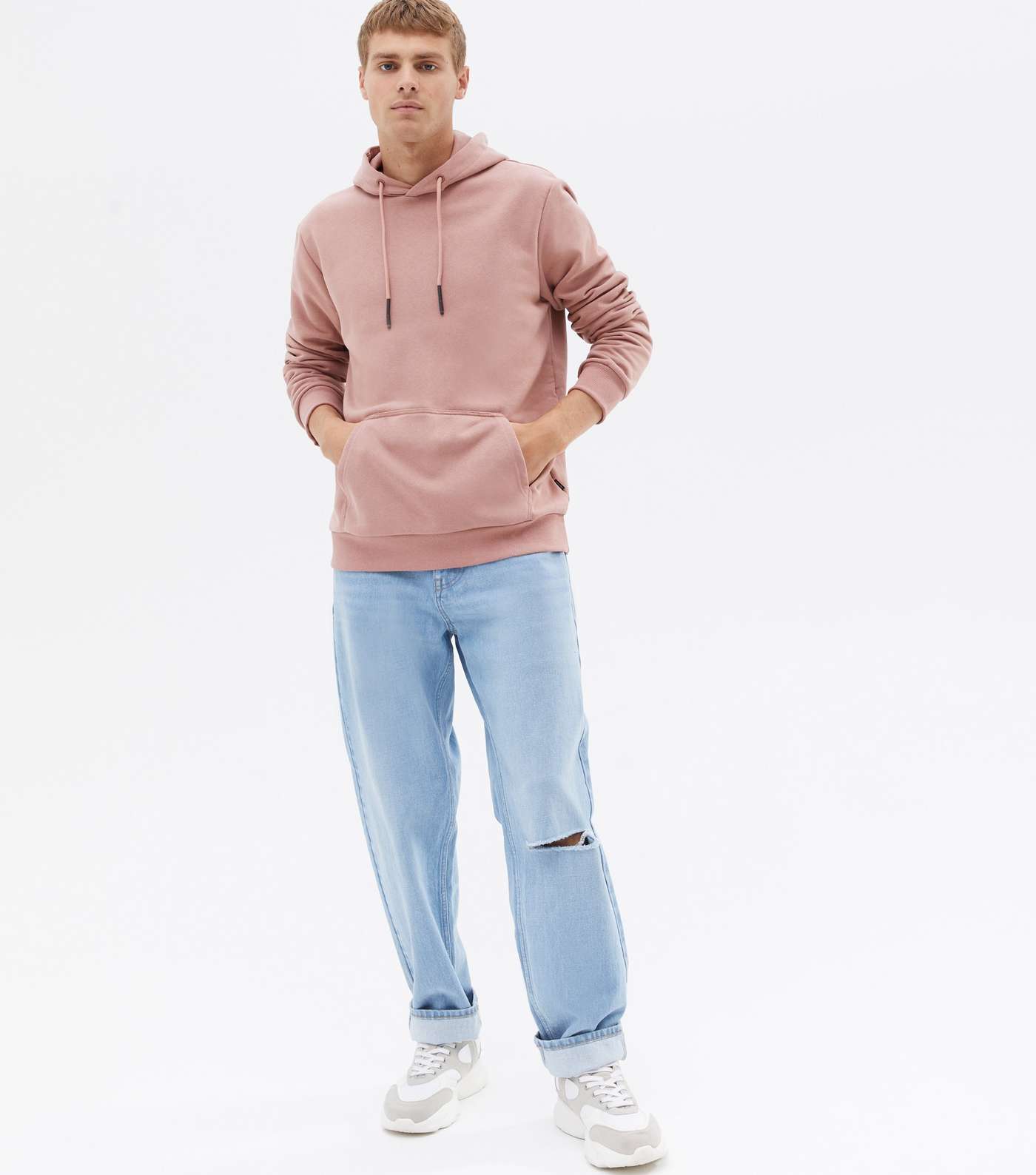 Only & Sons Mid Pink Jersey Pocket Hoodie Image 2