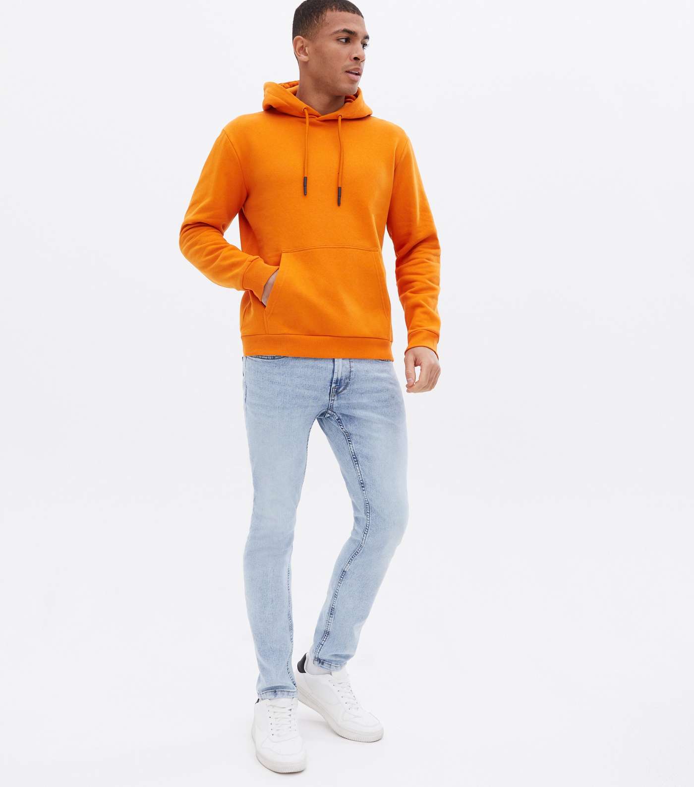 Only & Sons Orange Jersey Pocket Hoodie Image 3