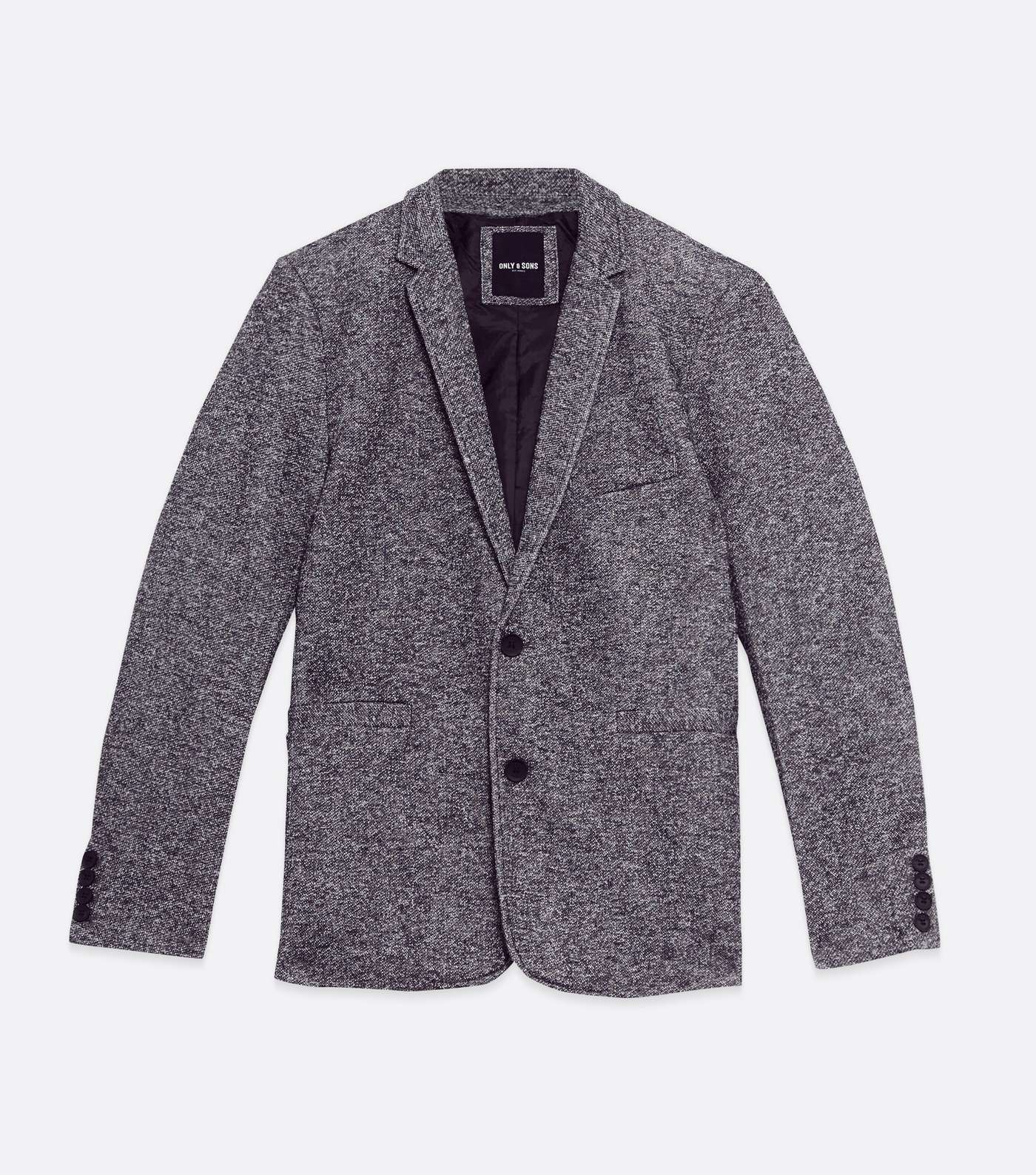 Only & Sons Dark Grey Tweed Button Blazer Image 5