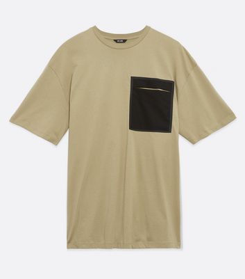 Image of Only & Sons Stone Contrast Pocket T-Shirt New Look