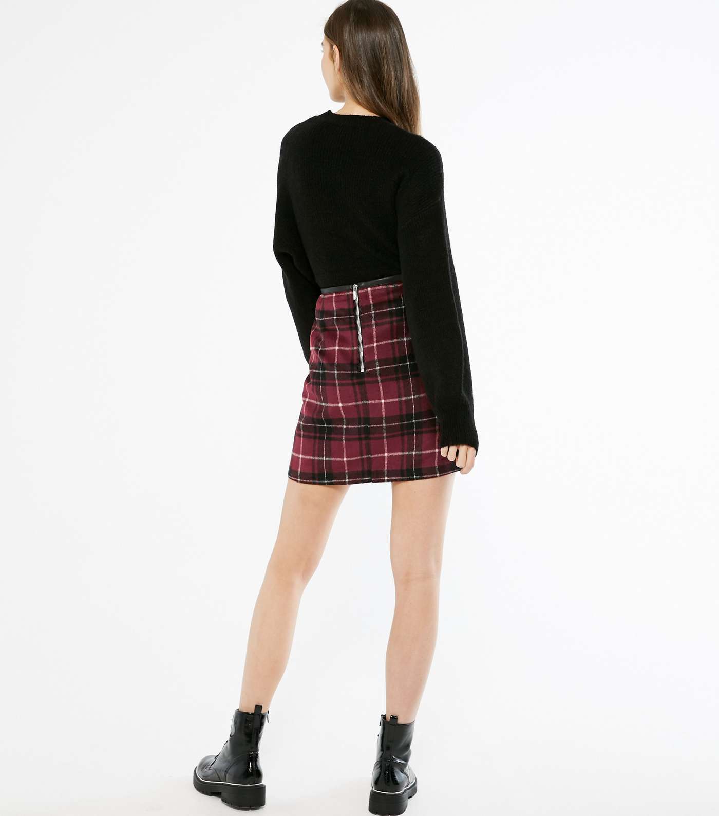 Red Check Brushed Mini Skirt  Image 3