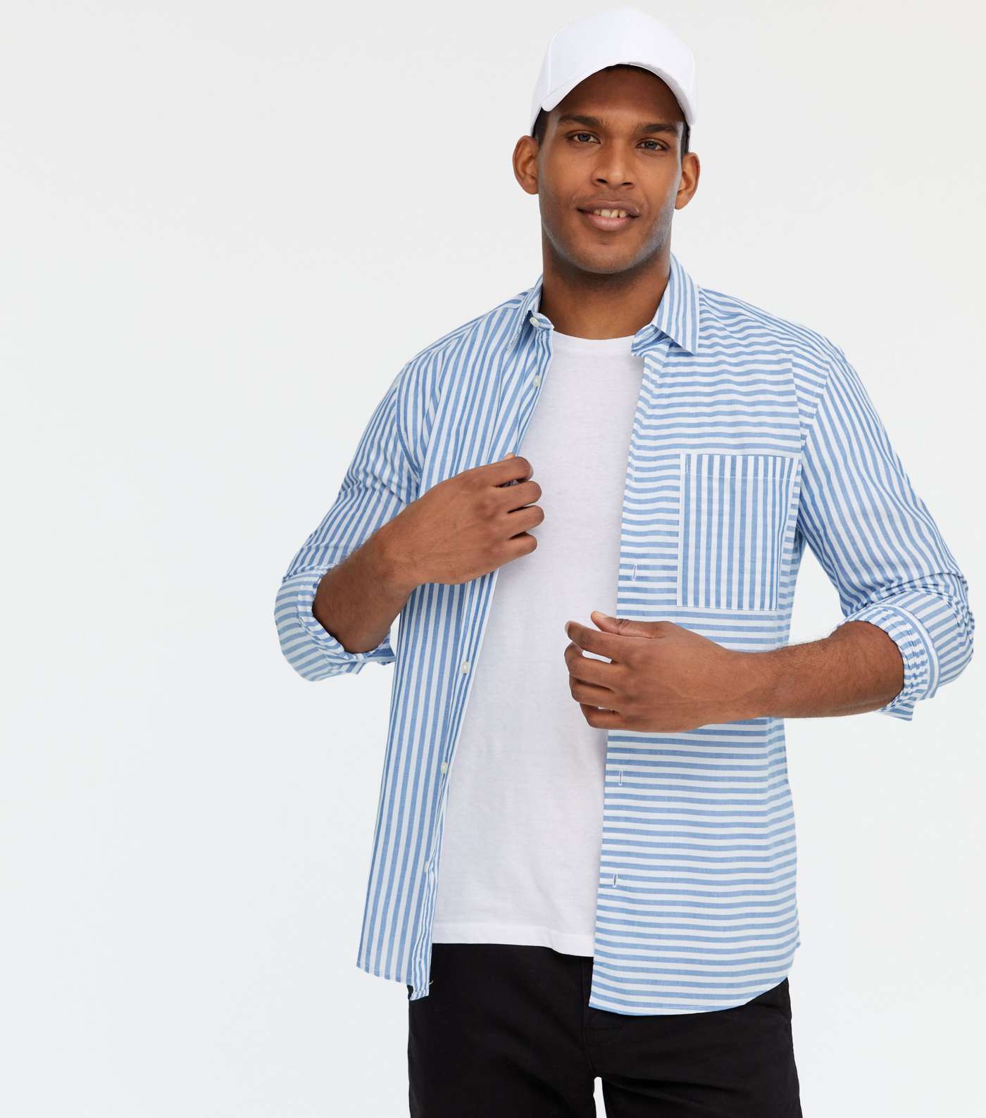 Only & Sons Pale Blue Stripe Long Sleeve Shirt