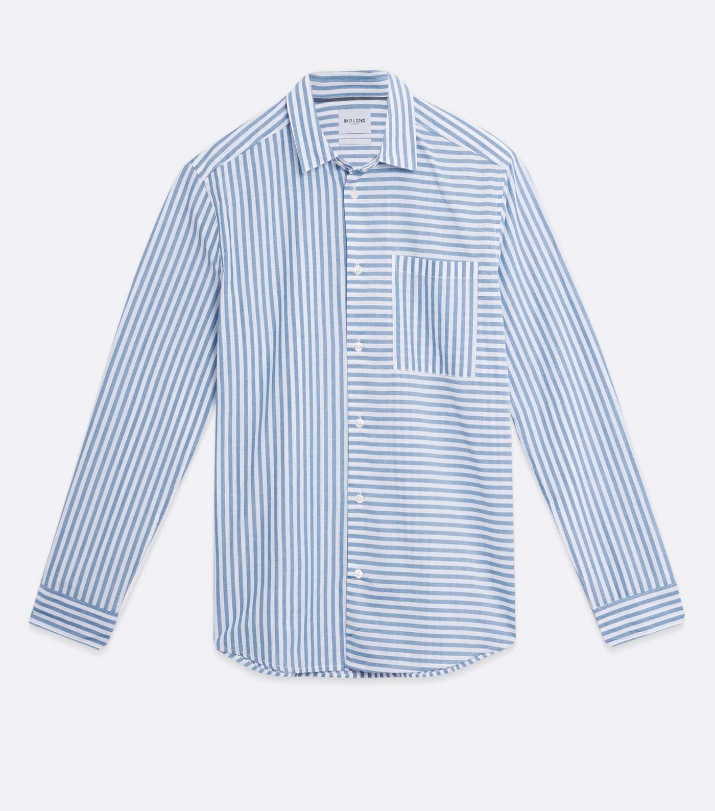 Only & Sons Pale Blue Stripe Long Sleeve Shirt Image 5