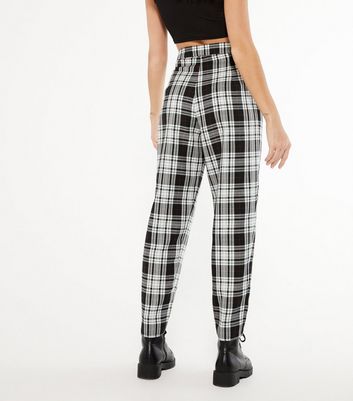 Black Check Slim Leg Trousers | New Look