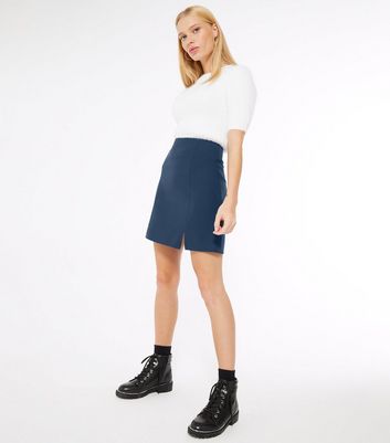 navy split skirt