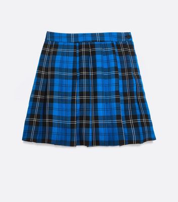 Blue Check Pleated Mini Skirt | New Look