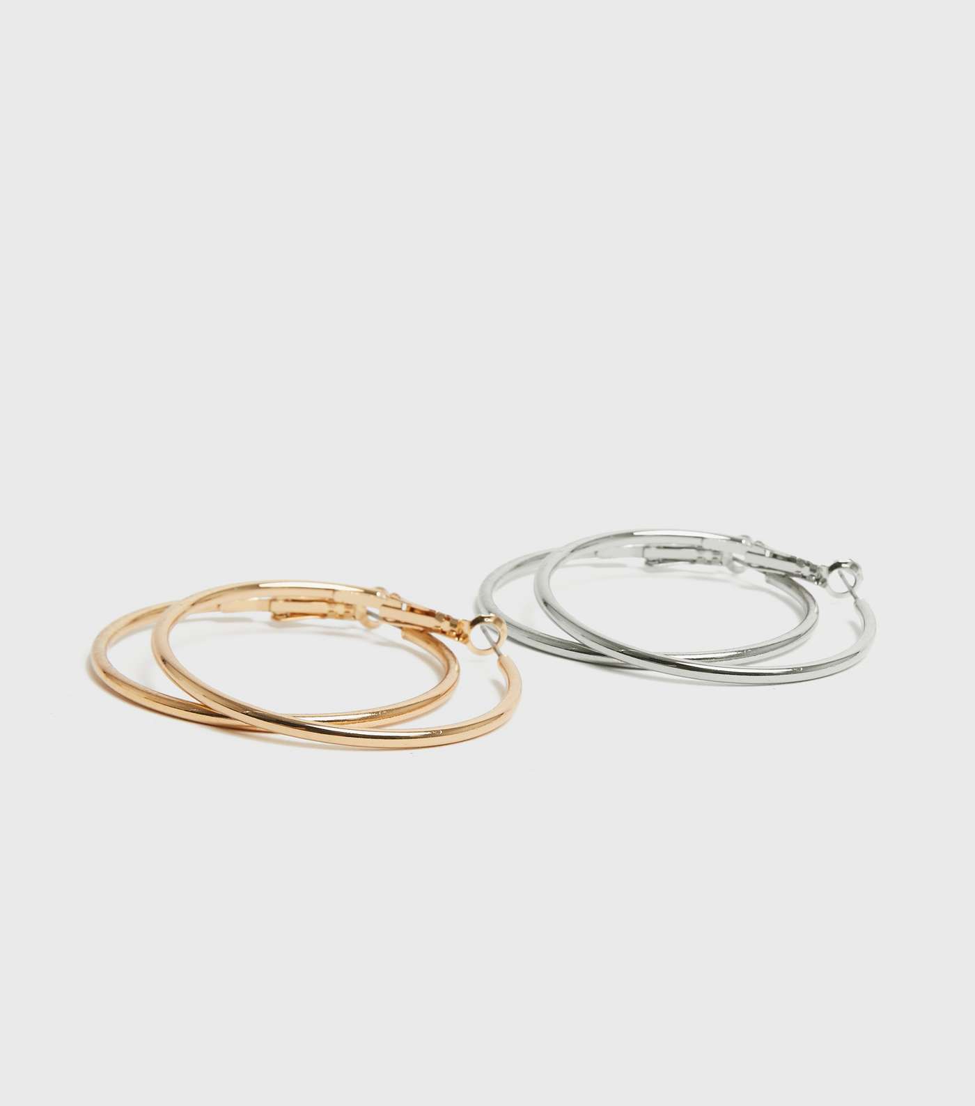 2 Pack Gold and Silver 40mm Hoop Earrings Image 3