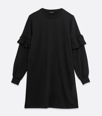Tall Black Frill Trim Sweatshirt Dress 