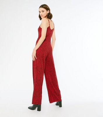 new look red leopard print jumpsuit