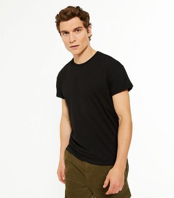 Black Roll Short Sleeve T-Shirt | New Look