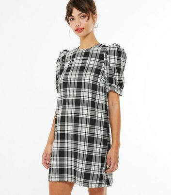 black and white check dress new look