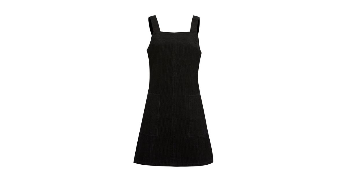 Black Cord Mini Pinafore Dress | New Look