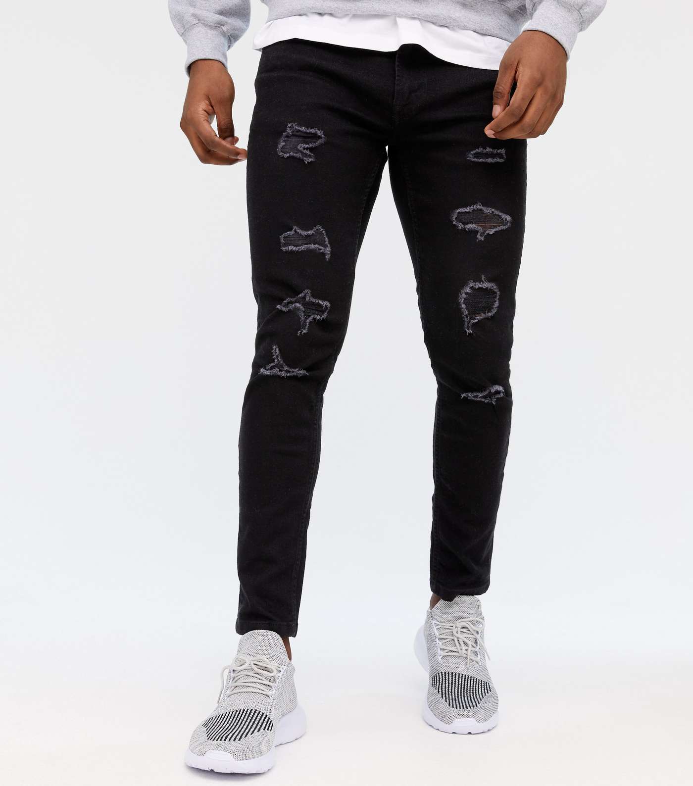 Only & Sons Black Ripped Slim Leg Jeans Image 2