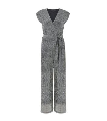 New look wrap jumpsuit in deals silver glitter