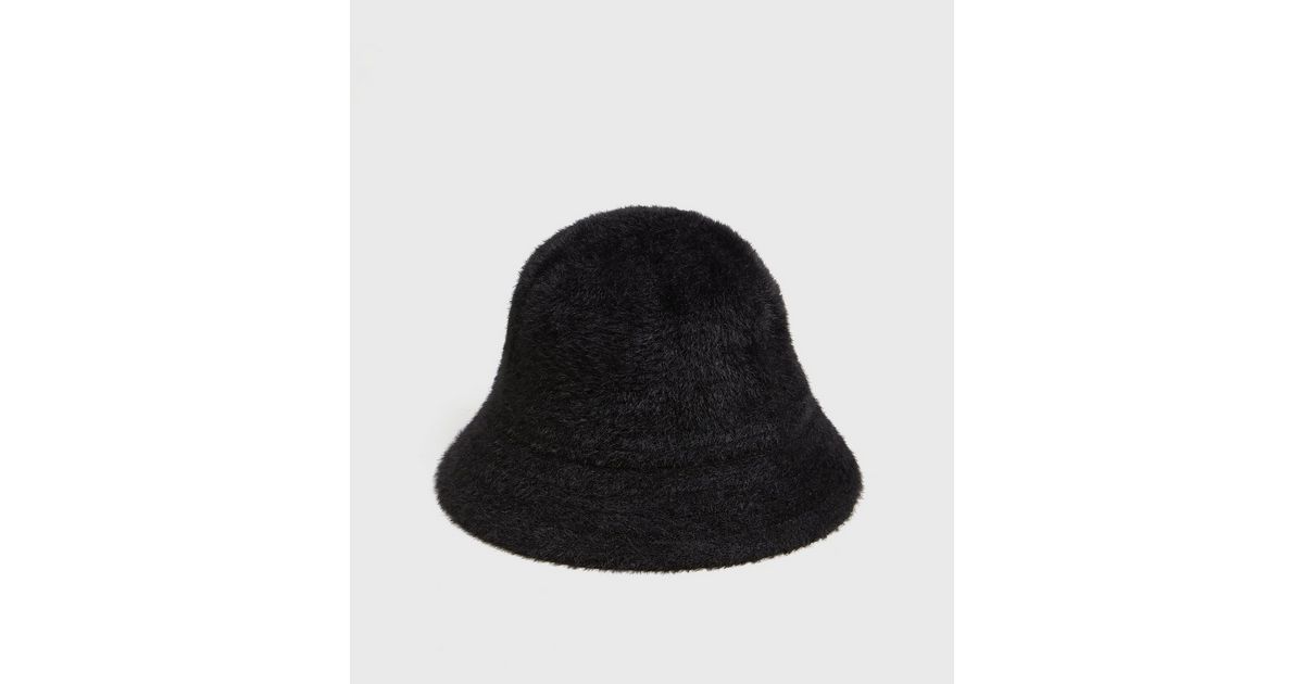 Black Fluffy Bucket Hat New Look