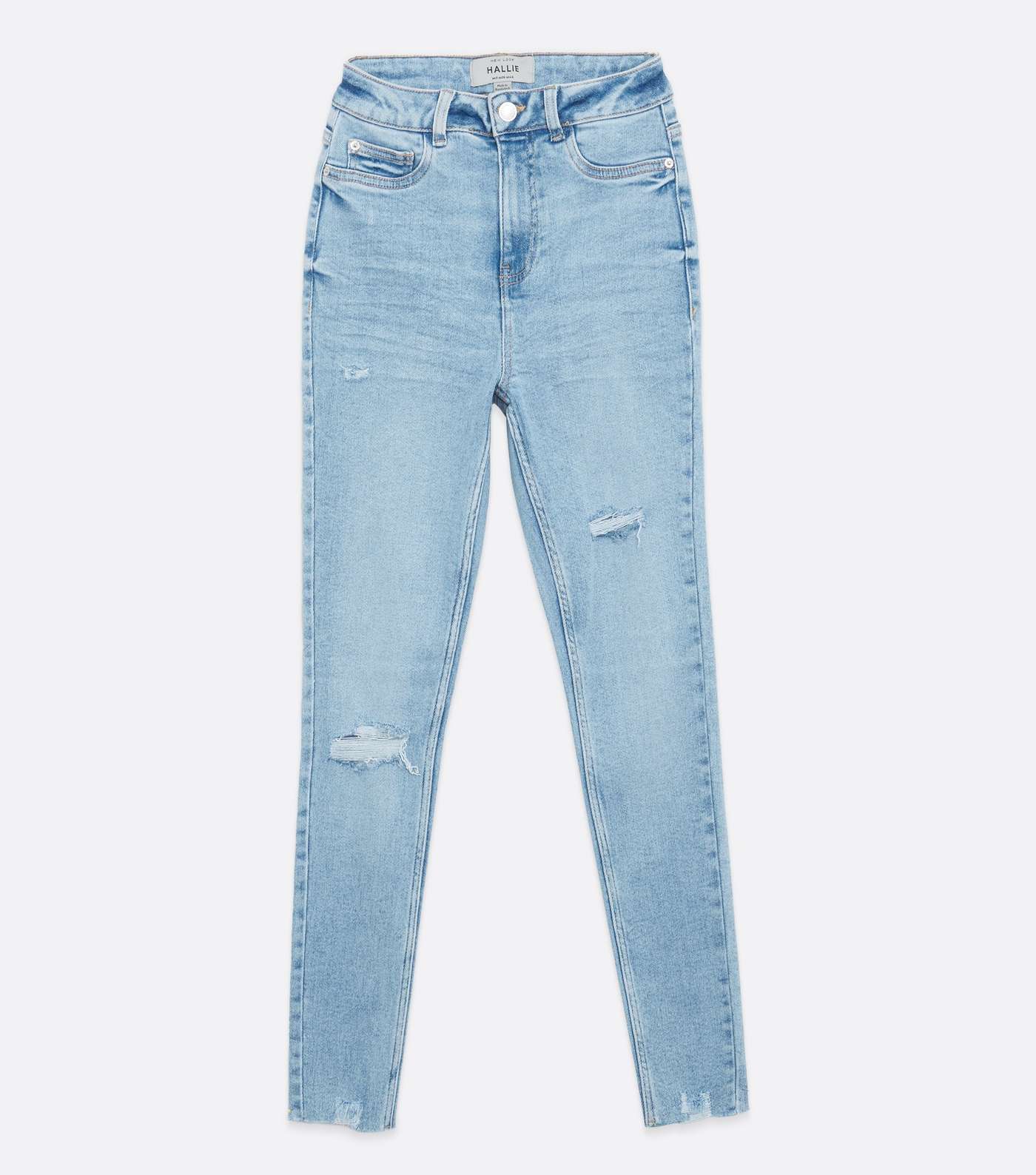 Pale Blue Ripped High Waist Hallie Super Skinny Jeans Image 5