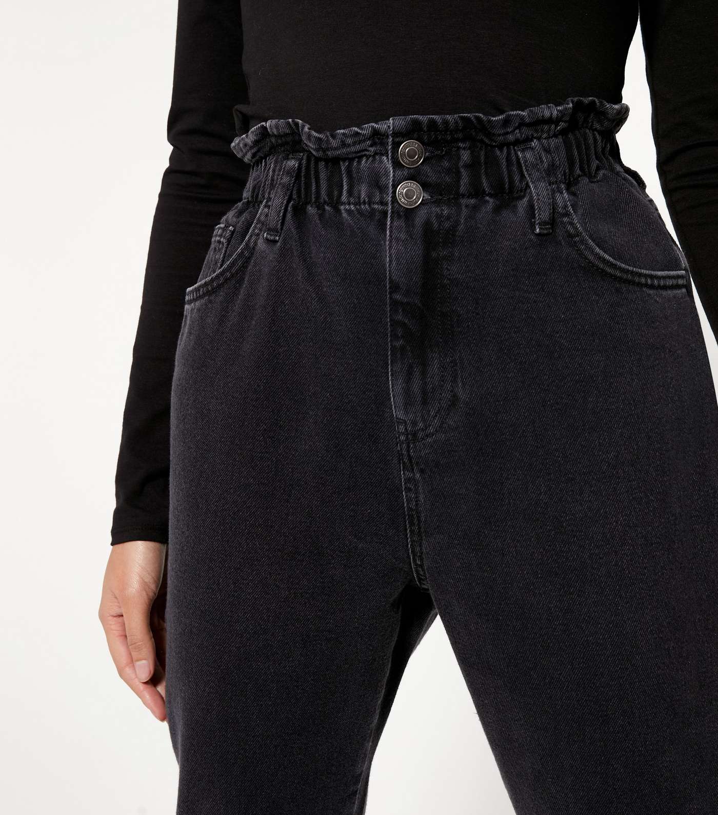 Black Elasticated High Waist Dayna Tapered Jeans Image 4