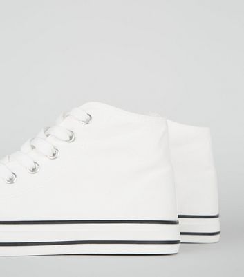 White Canvas High Top Trainers | New Look
