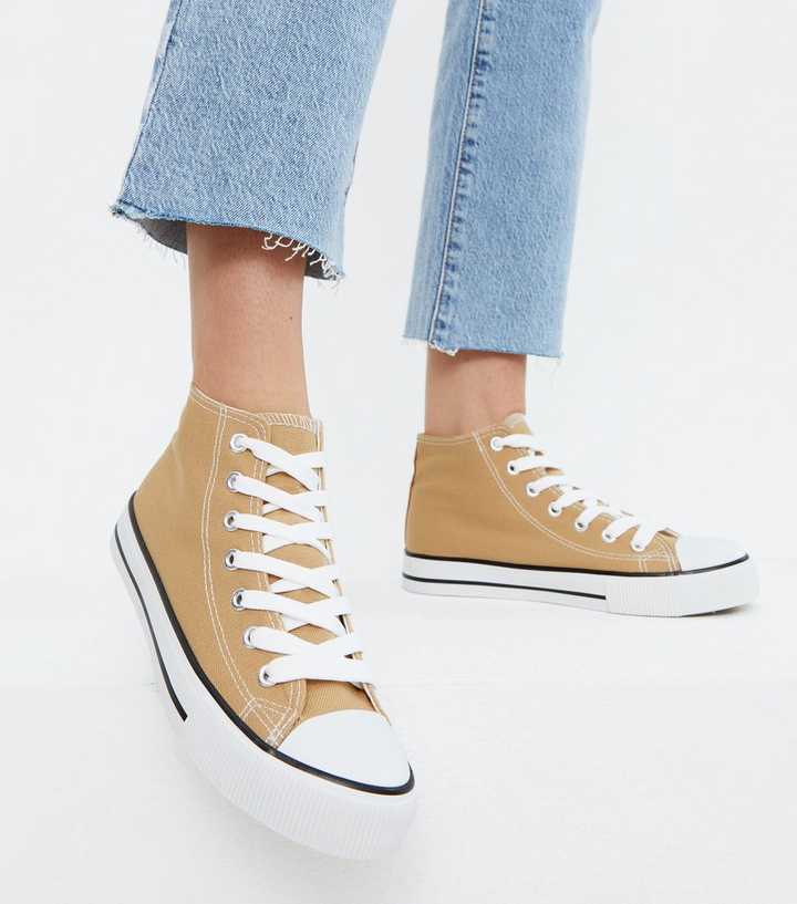 Camel Canvas High Top Trainers | New Look