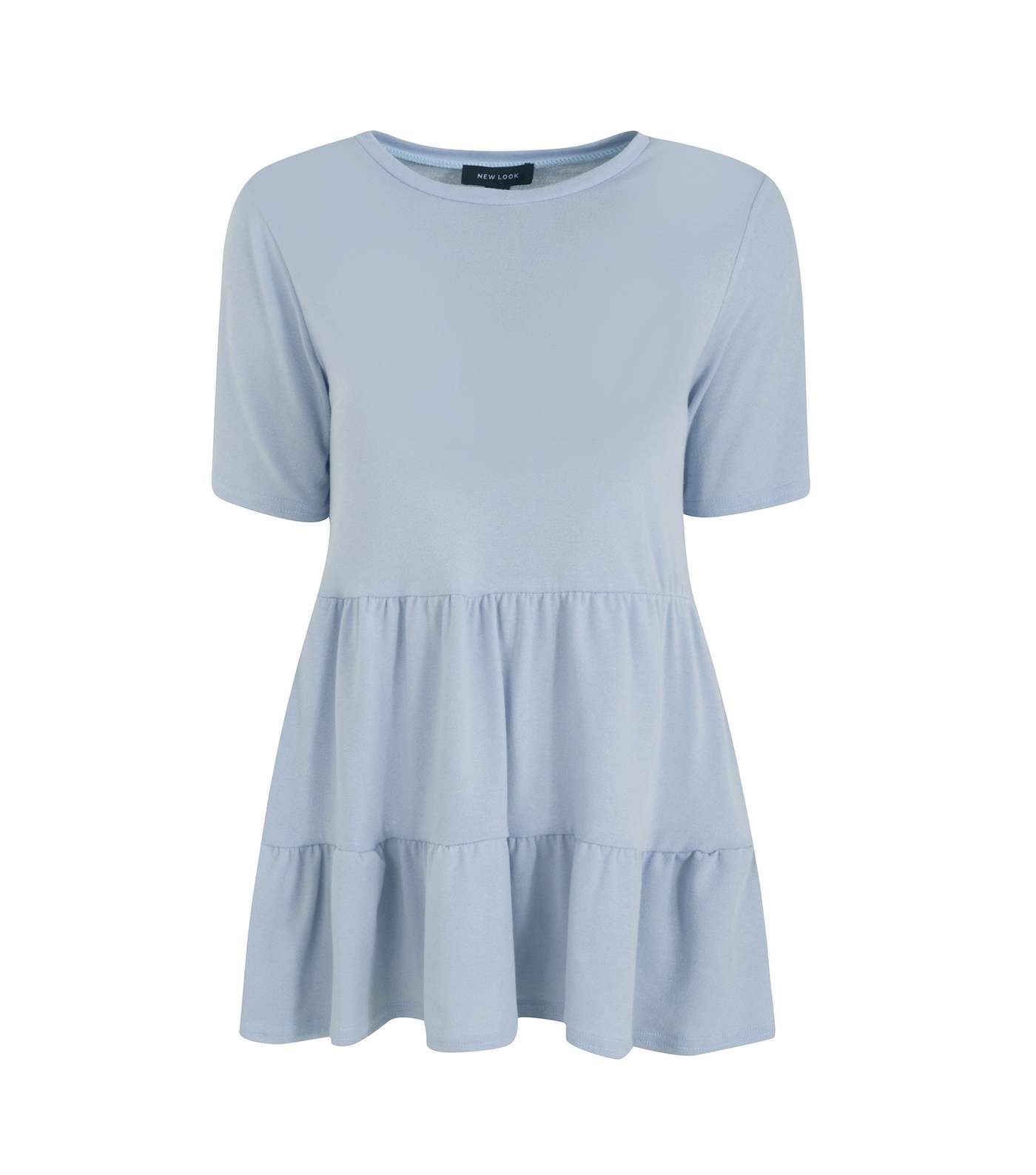 Pale Blue Tiered Peplum Jersey Top Image 5