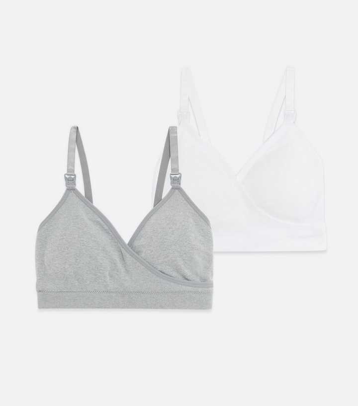 H&M+ 2-pack non-wired bras - Grey/White - Ladies