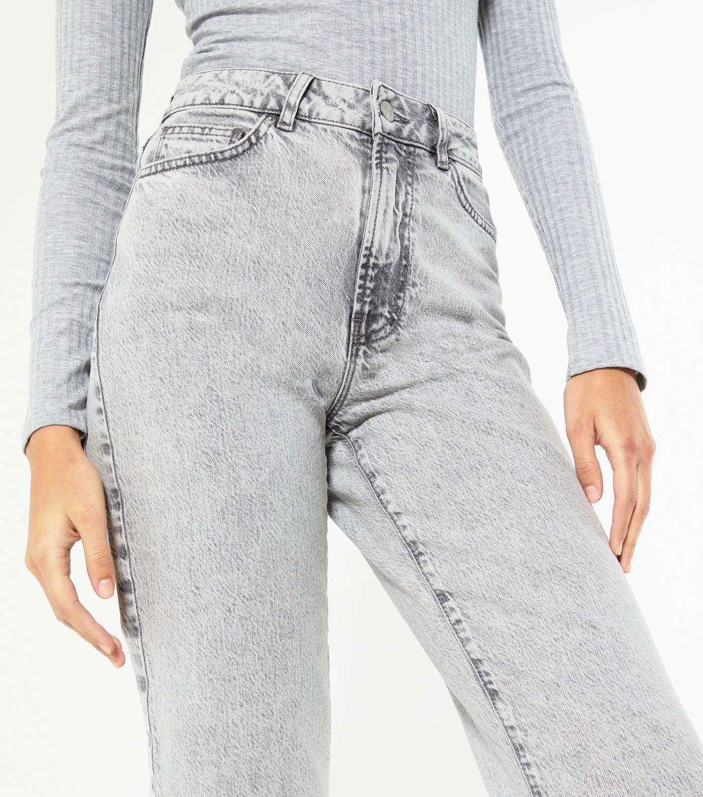 Pale Grey Ankle Grazing Hannah Straight Leg Jeans Image 4