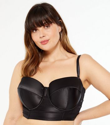New Look Curve cotton longline bra in black