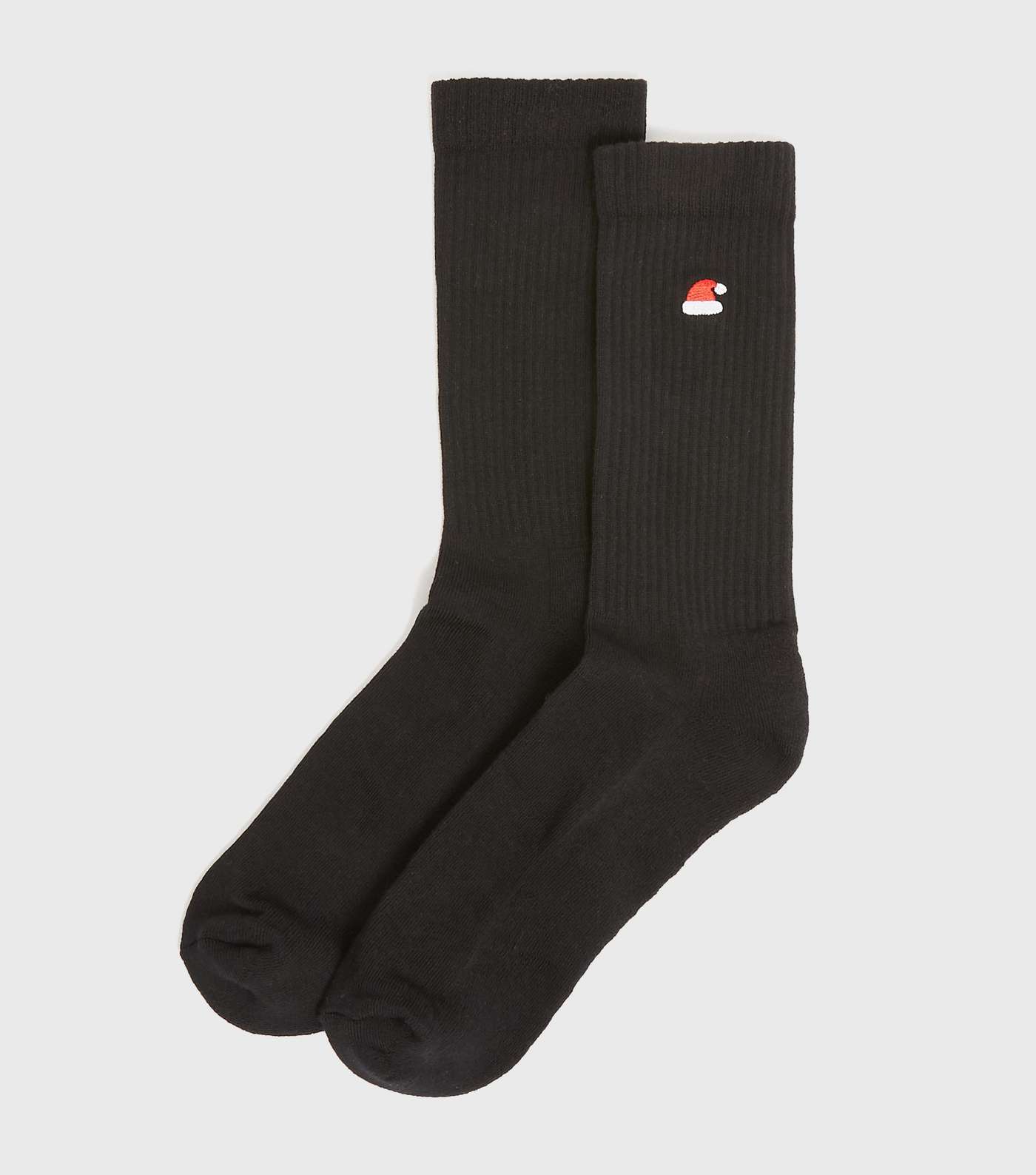 Black Embroidered Santa Hat Christmas Socks