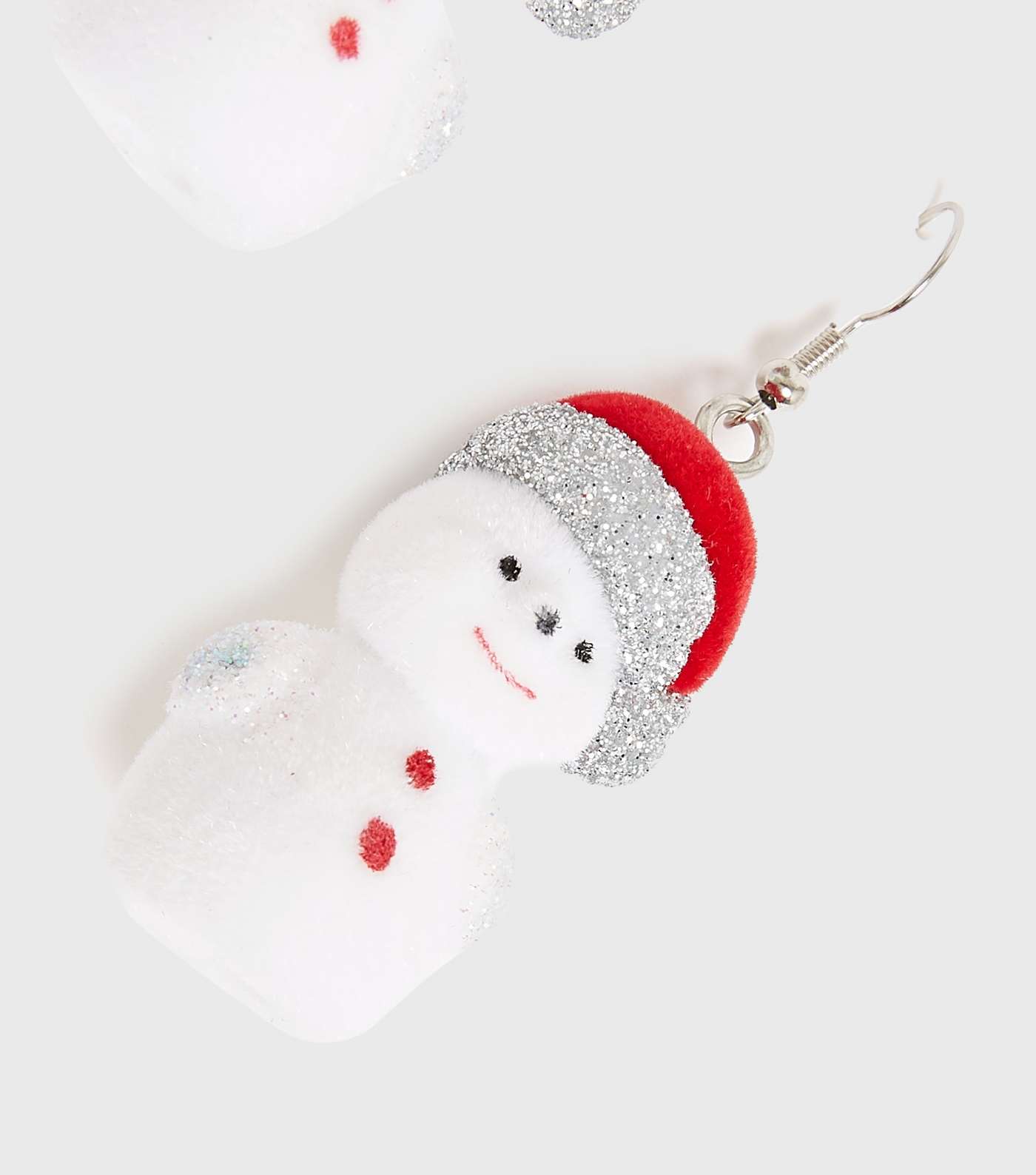 Multicoloured Glitter Christmas Snowman Earrings Image 2