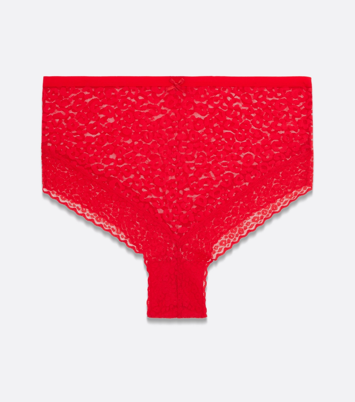 Women's Plus Size Red Leopard Lace Briefs Curves New Look