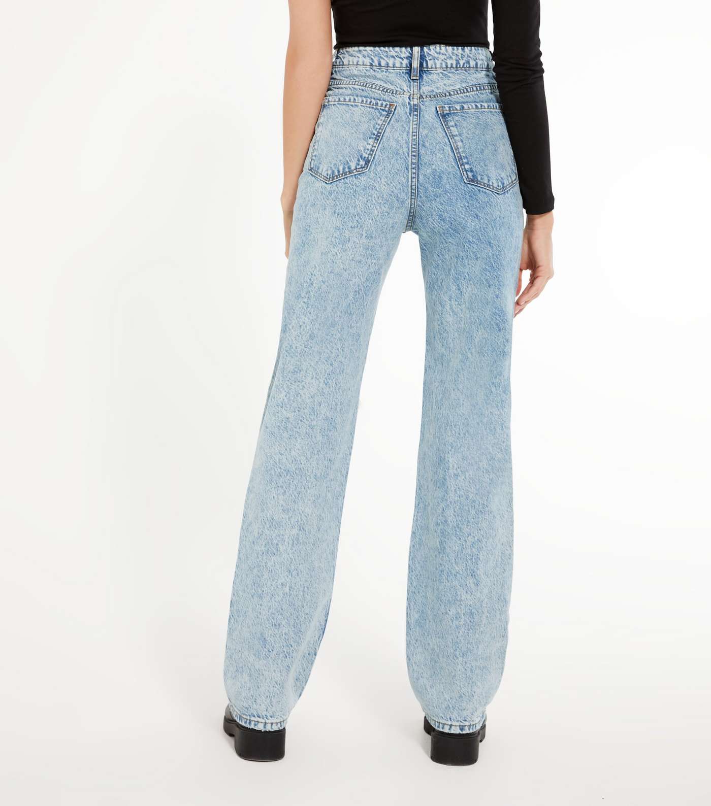 Pale Blue Ripped Full Length Anica Straight Leg Jeans Image 3
