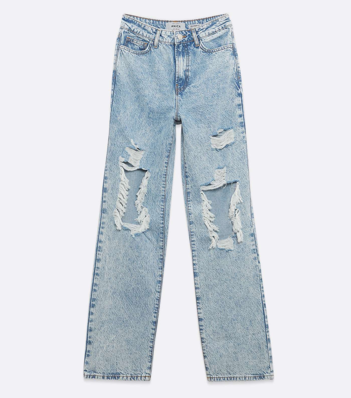 Pale Blue Ripped Full Length Anica Straight Leg Jeans Image 5