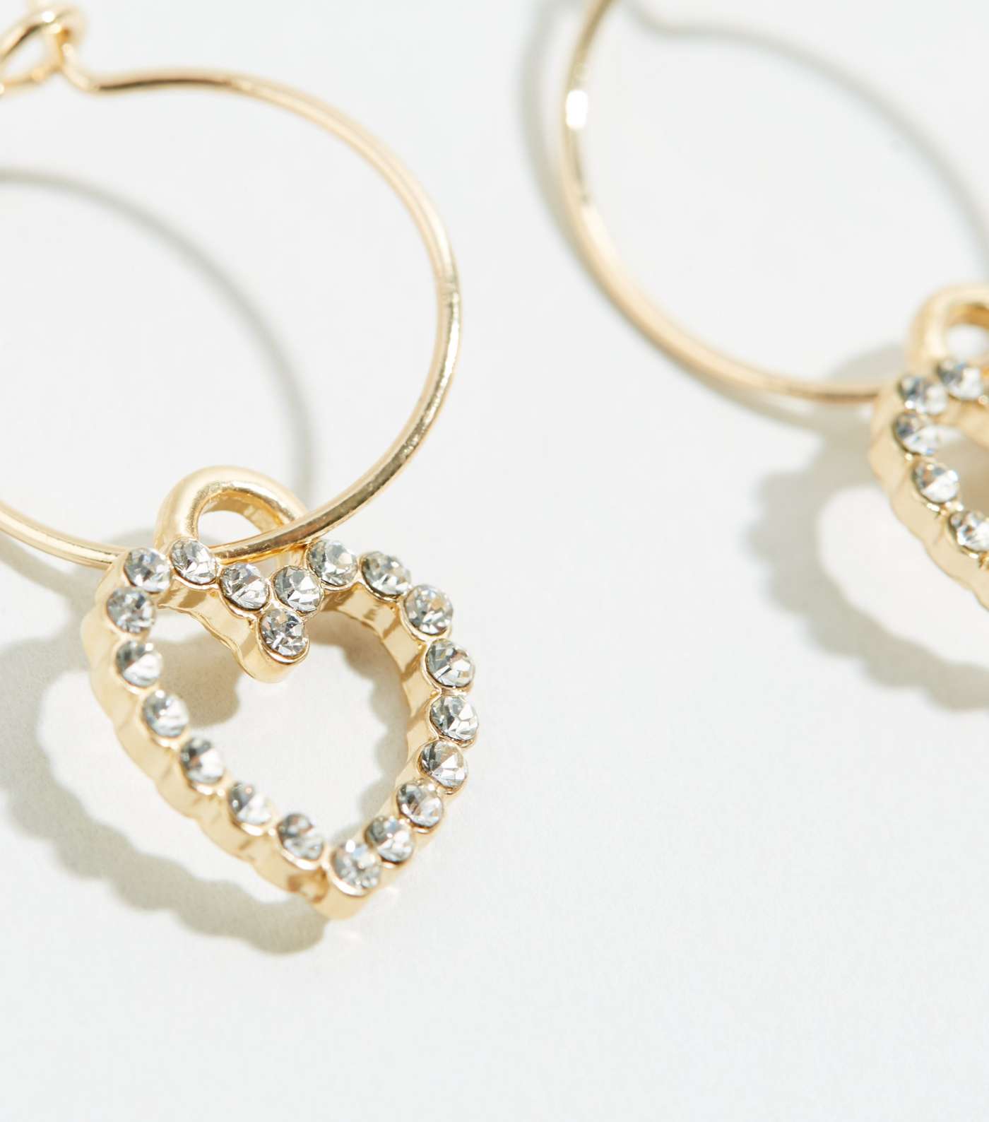 Gold Diamanté Heart Hoop Earrings Image 3