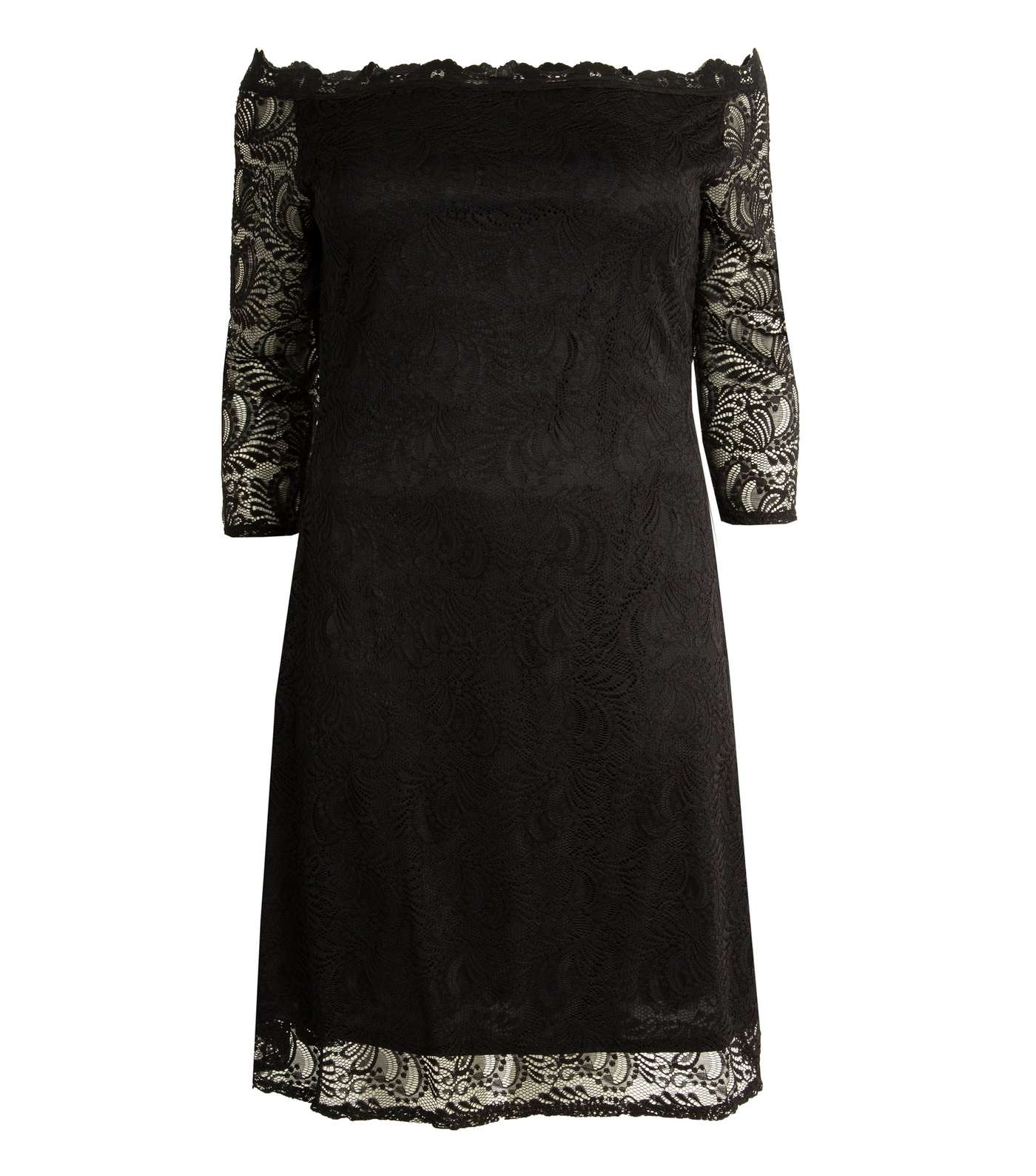 Aarya Curve Black Lace Bardot Dress Image 4