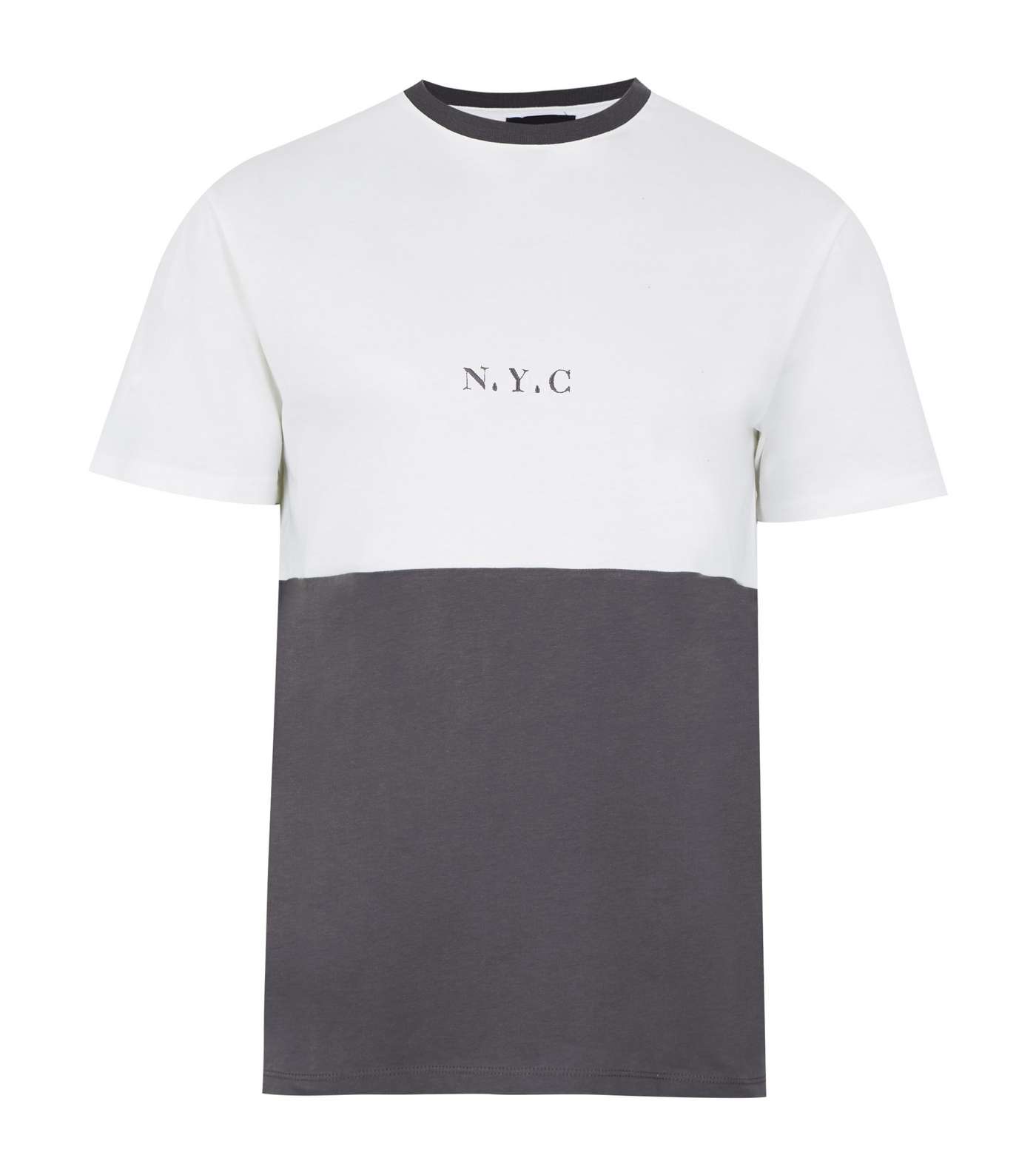 Dark Grey NYC Embroidered Colour Block T-Shirt Image 5