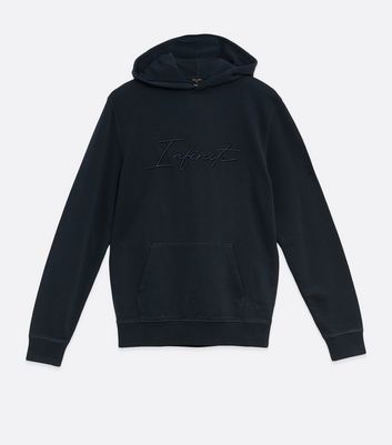 Image of Navy Overdyed Infinite Embroidered Hoodie New Look Vegan