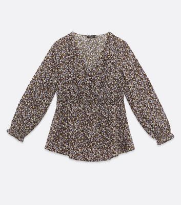 Image of Maternity Black Floral Peplum Top New Look