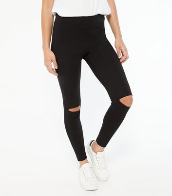 Black Knee Split Leggings | New Look