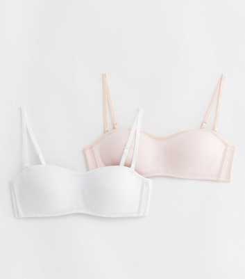 Girls 2 Pack White and Pink Multiway Strapless Bras