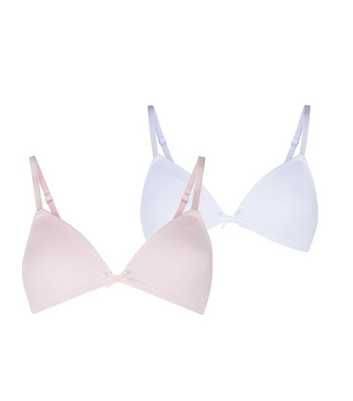 Girls 2 Pack Pale Blue and White T-Shirt Bras