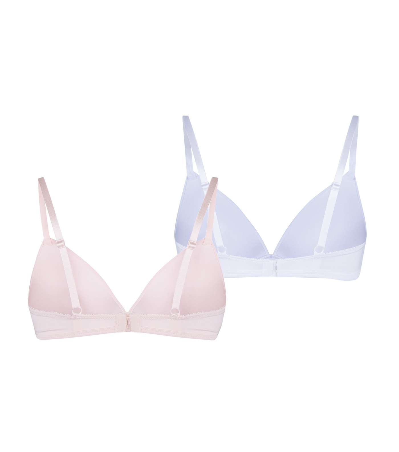 Girls 2 Pack Pale Pink and White Non Wired Bras Image 2