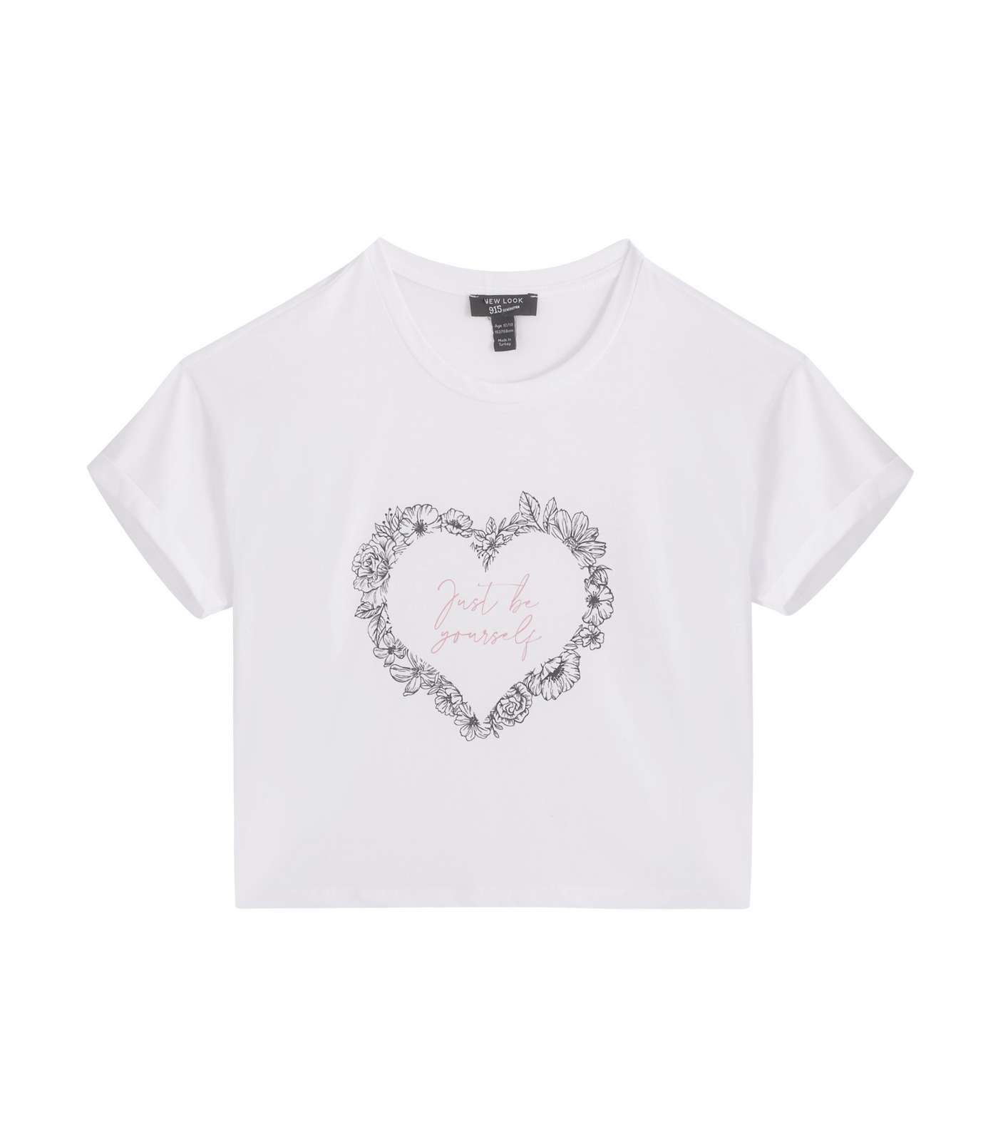 Girls White Heart Just Be Yourself Slogan T-Shirt