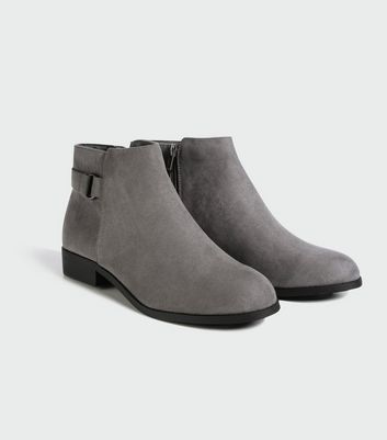 grey wide fit ankle boots