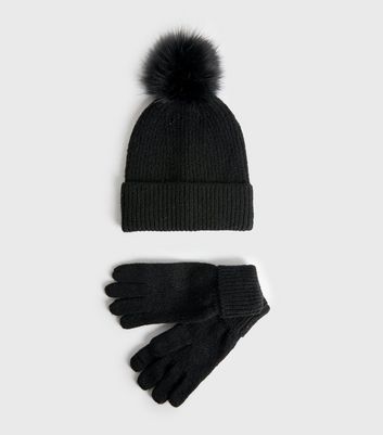 bobble hat gloves and scarf set womens