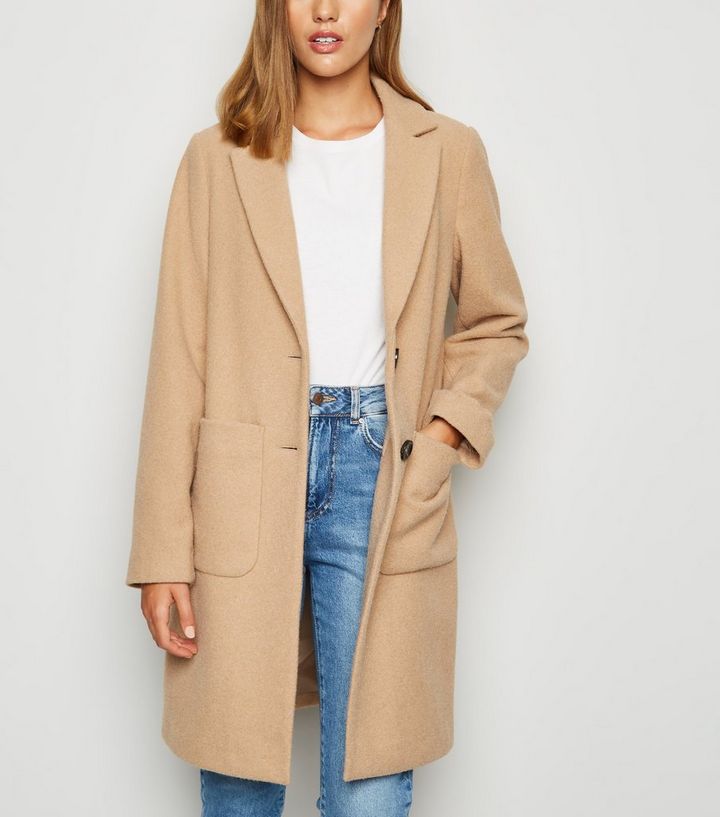 Camel Revere Collar Coat New Look