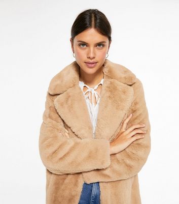 camel faux fur jacket