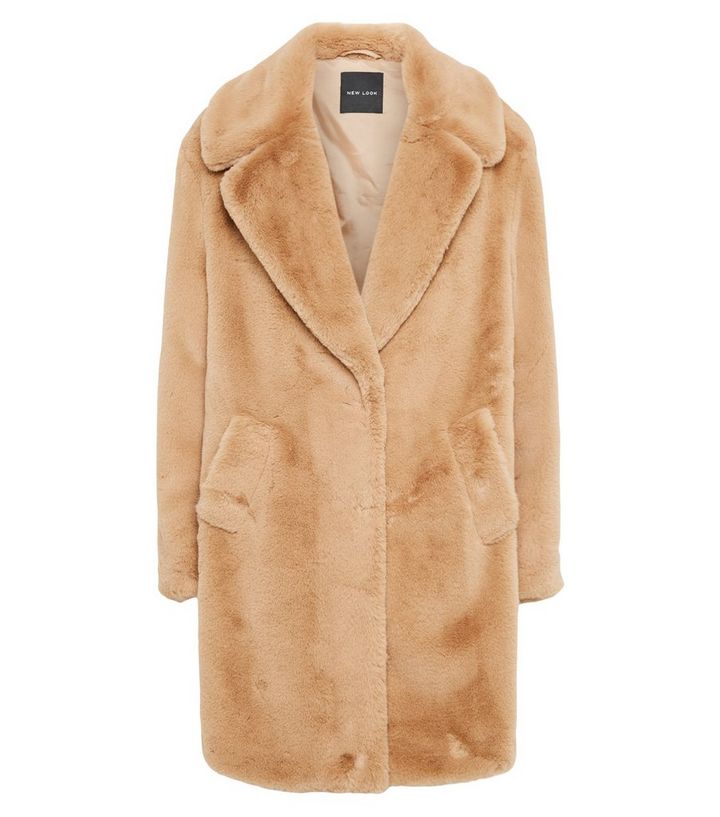 Camel Faux Fur Longline Coat New Look Camel Faux Fur Longline Coat New Look, New Look White Faux Fur Longline Coat